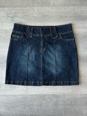 Vtg Y2K Studio Blues Dark Wash Denim Mini Skirt - Size 9